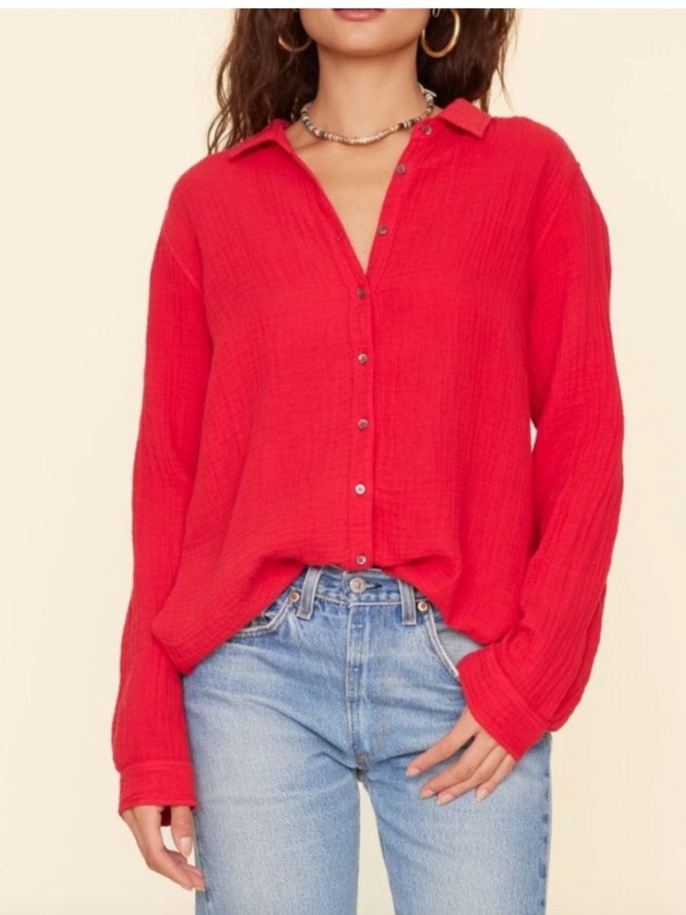 Xirena Scout Chelsea Gauze Top Long Sleeve Button Down Small
